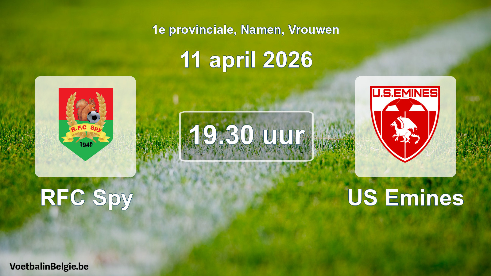 Scheduled match women football: RFC Spy - US Emines (11 April 2026)