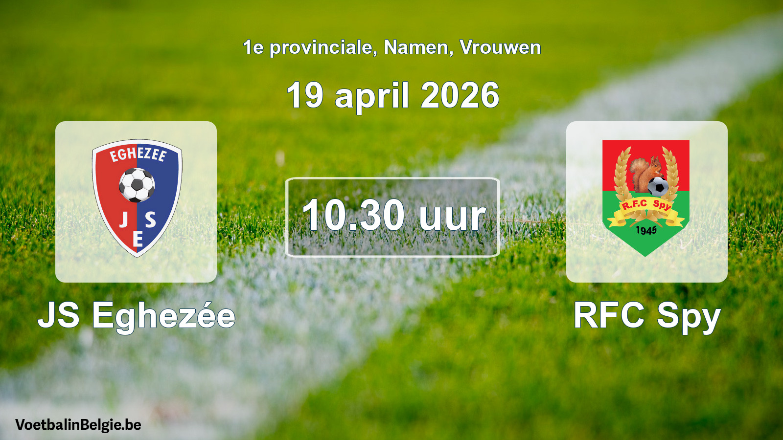 Scheduled match women football: JS Eghezée - RFC Spy (19 April 2026)