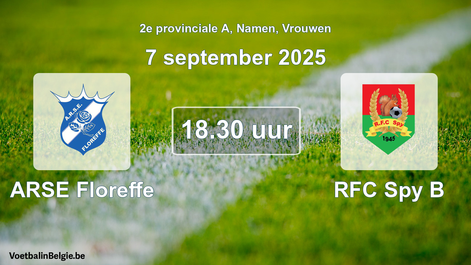 Scheduled match women football: ARSE Floreffe - RFC Spy B (7 September 2025)
