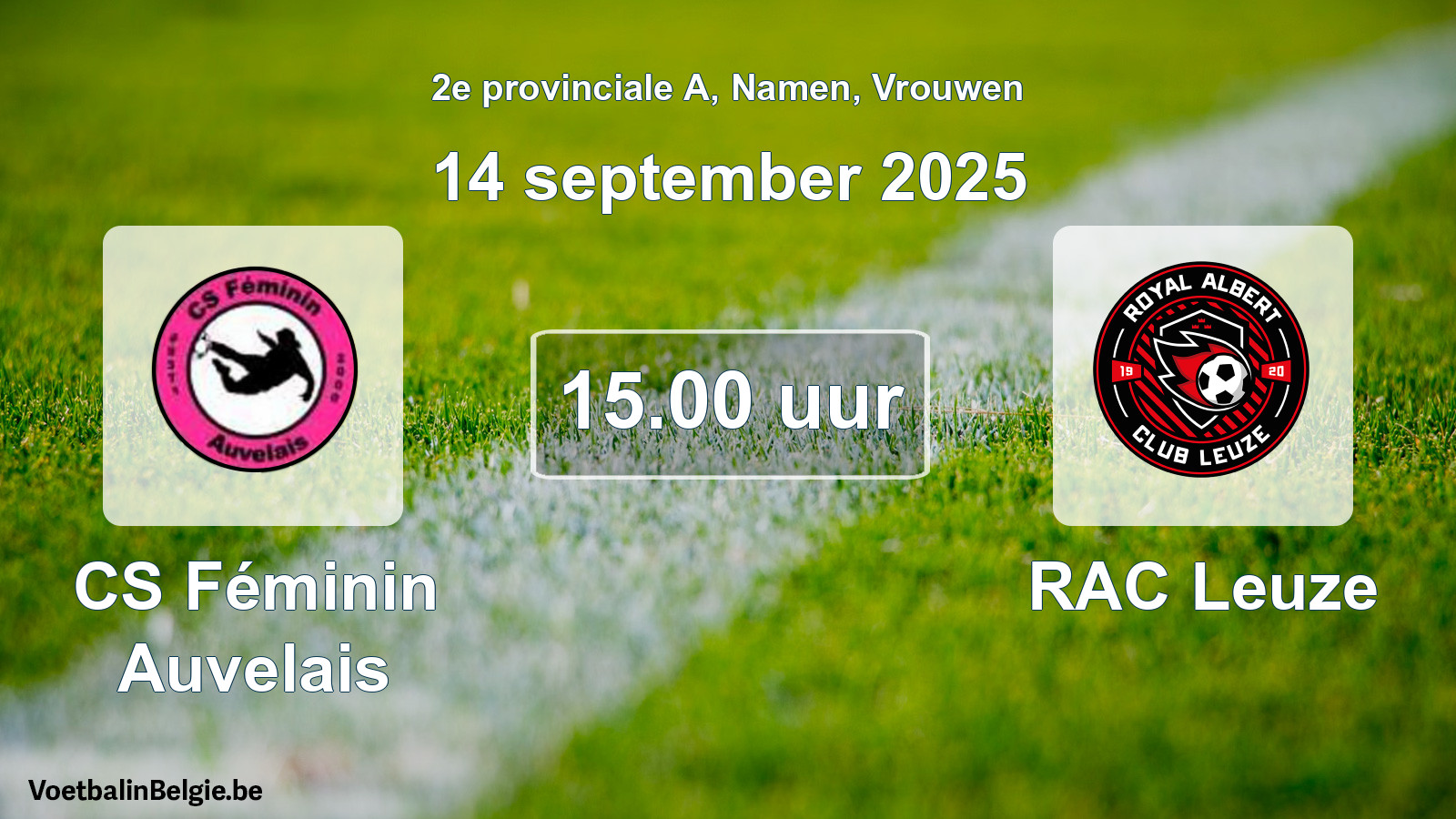 Scheduled match women football: CS Féminin Auvelais - RAC Leuze (14 September 2025)
