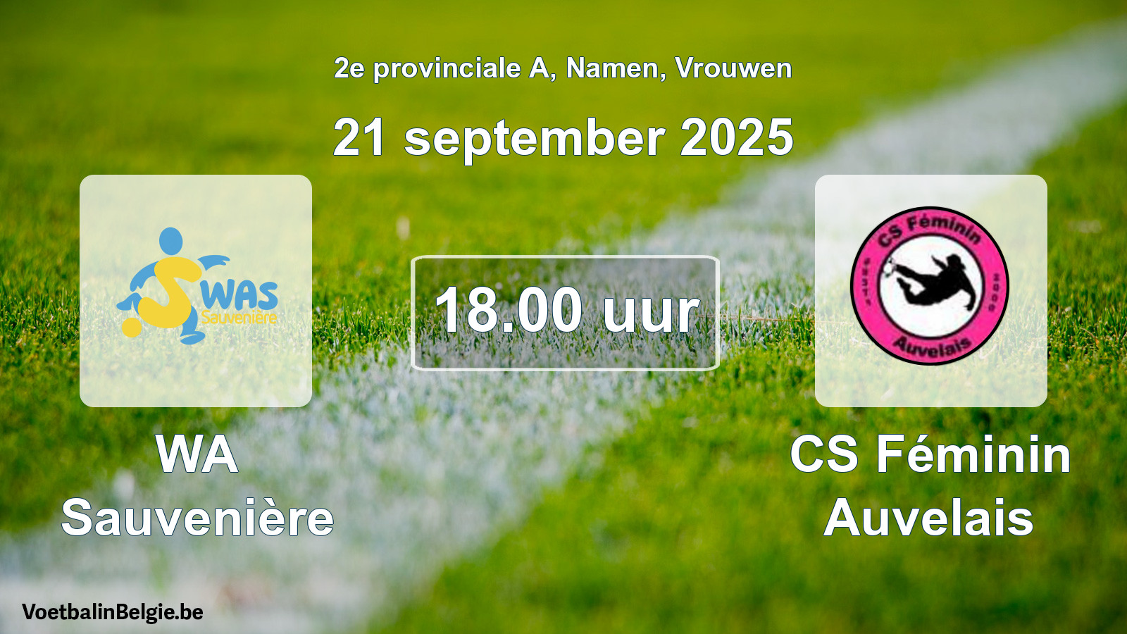 Scheduled match women football: WA Sauvenière - CS Féminin Auvelais (21 September 2025)
