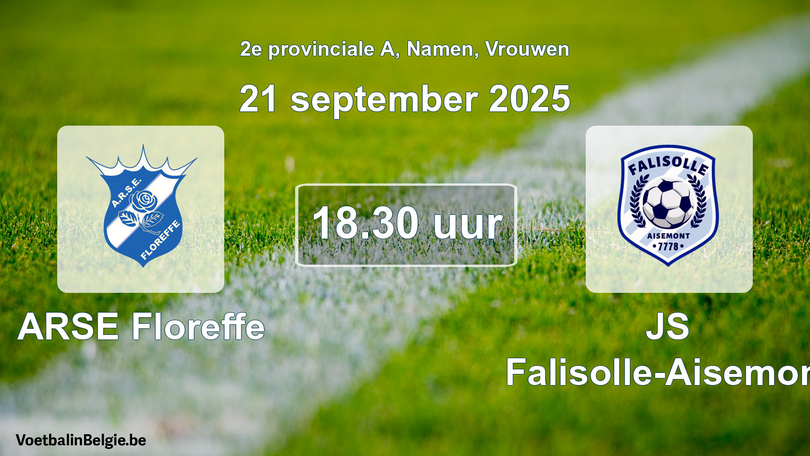 Scheduled match women football: ARSE Floreffe - JS Falisolle-Aisemont (21 September 2025)