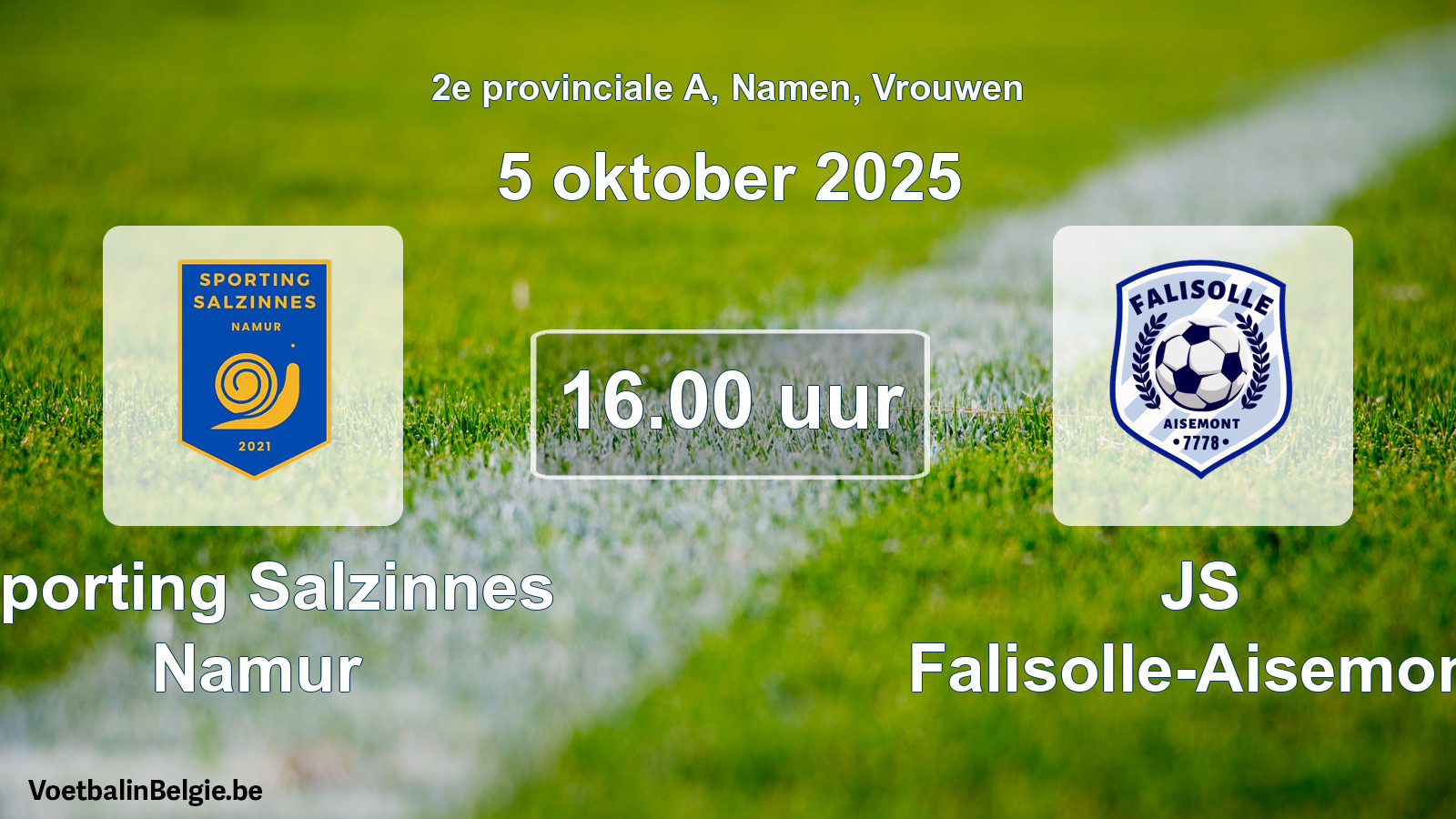 Scheduled match women football: Sporting Salzinnes Namur - JS Falisolle-Aisemont (5 October 2025)