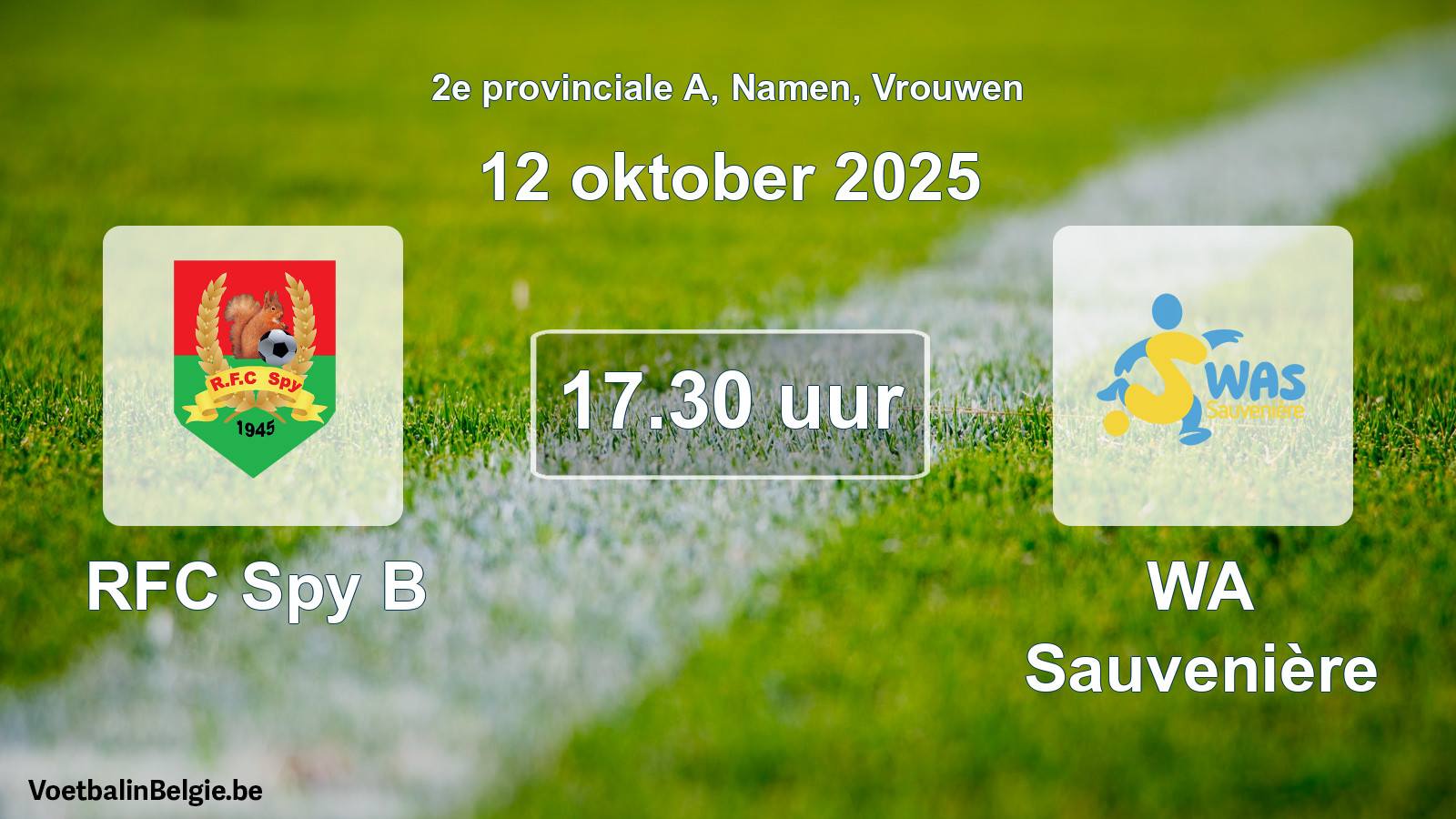 Scheduled match women football: RFC Spy B - WA Sauvenière (12 October 2025)