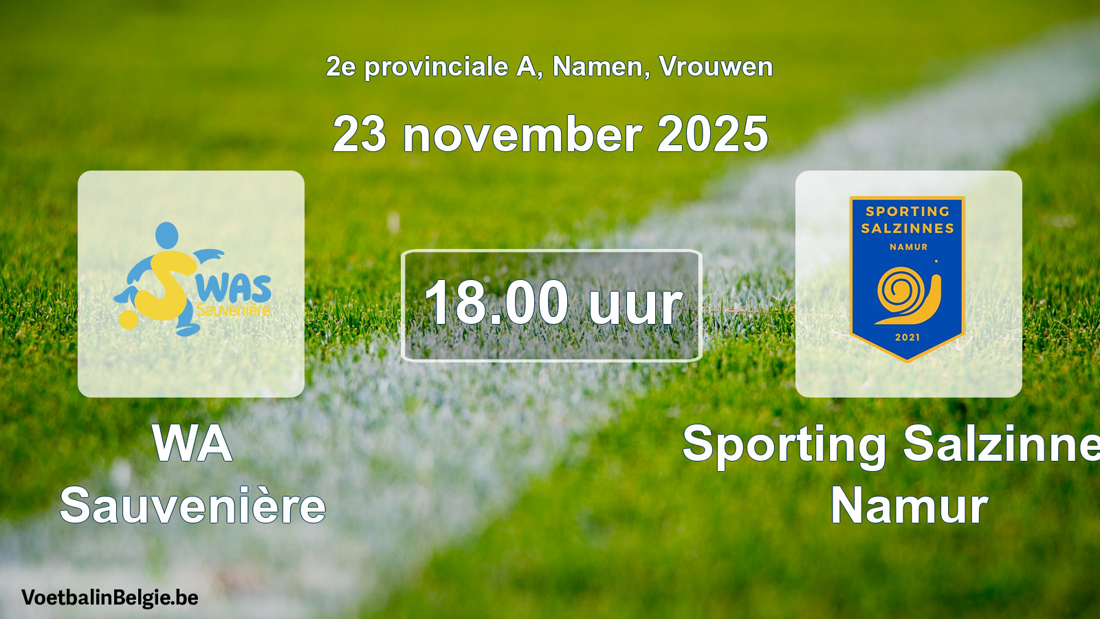 Geplantes Spiel frauen-Fußball: WA Sauvenière - Sporting Salzinnes Namur (23 November 2025)