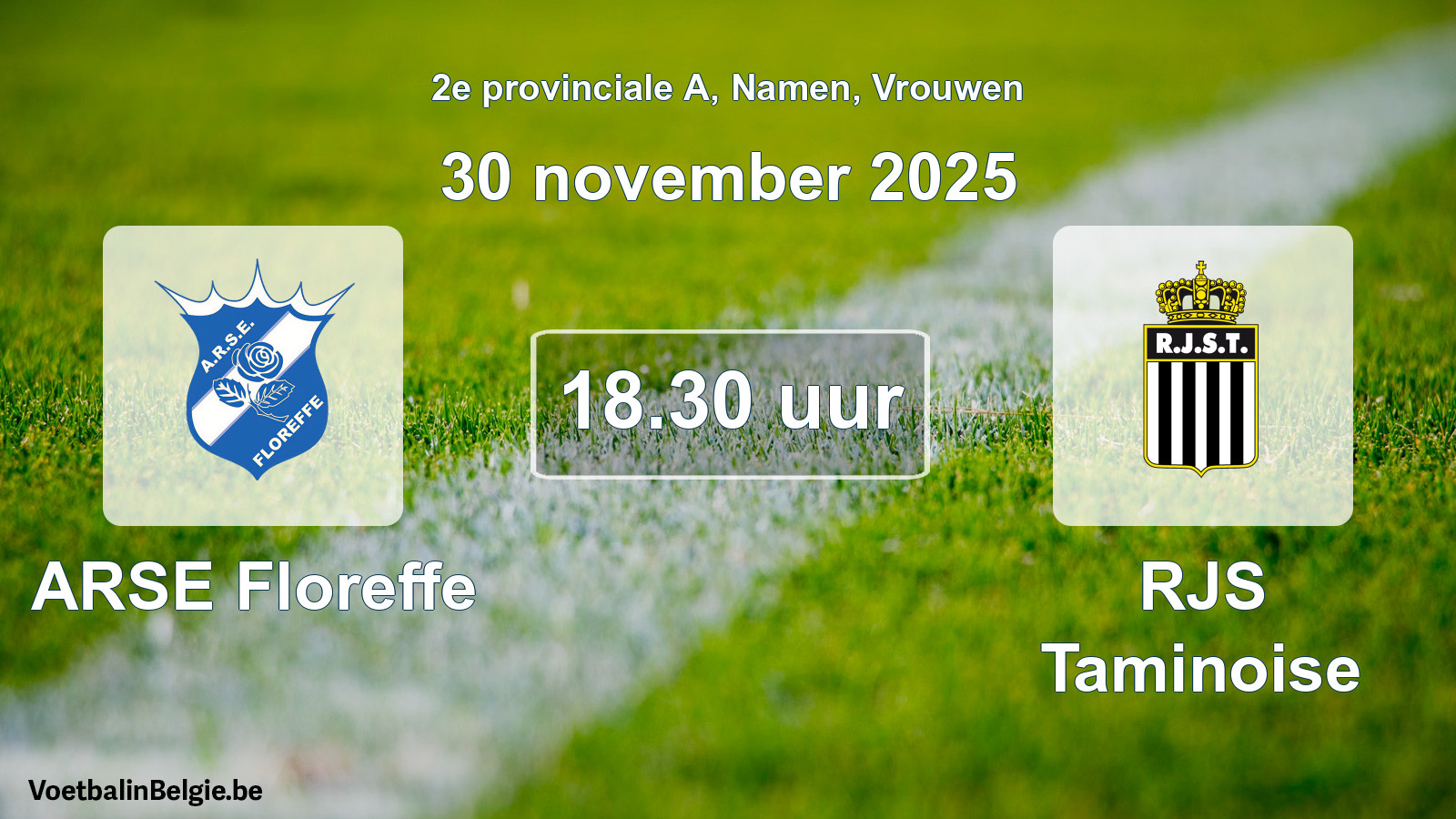 Scheduled match women football: ARSE Floreffe - RJS Taminoise (30 November 2025)