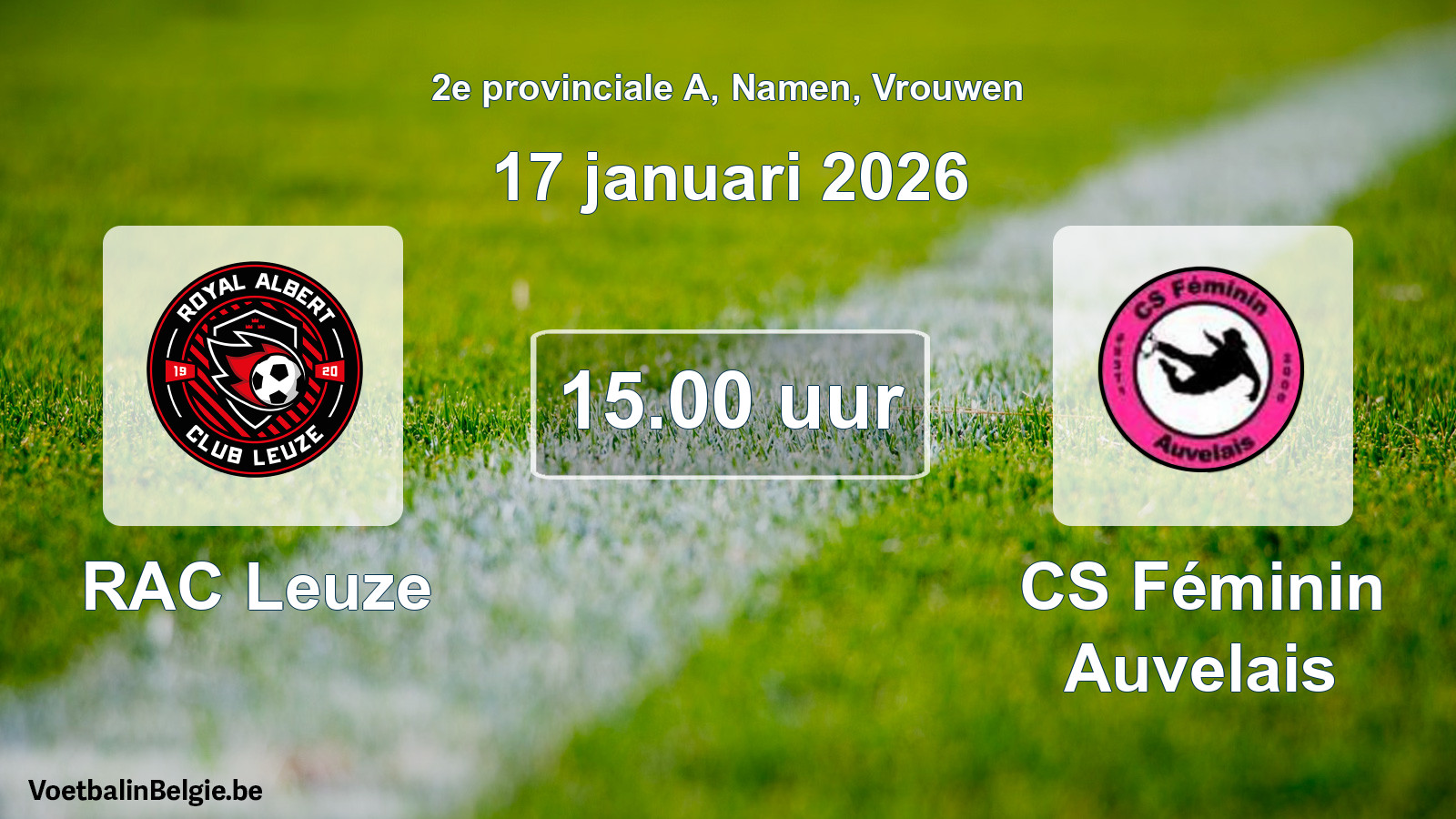 Scheduled match women football: RAC Leuze - CS Féminin Auvelais (17 January 2026)