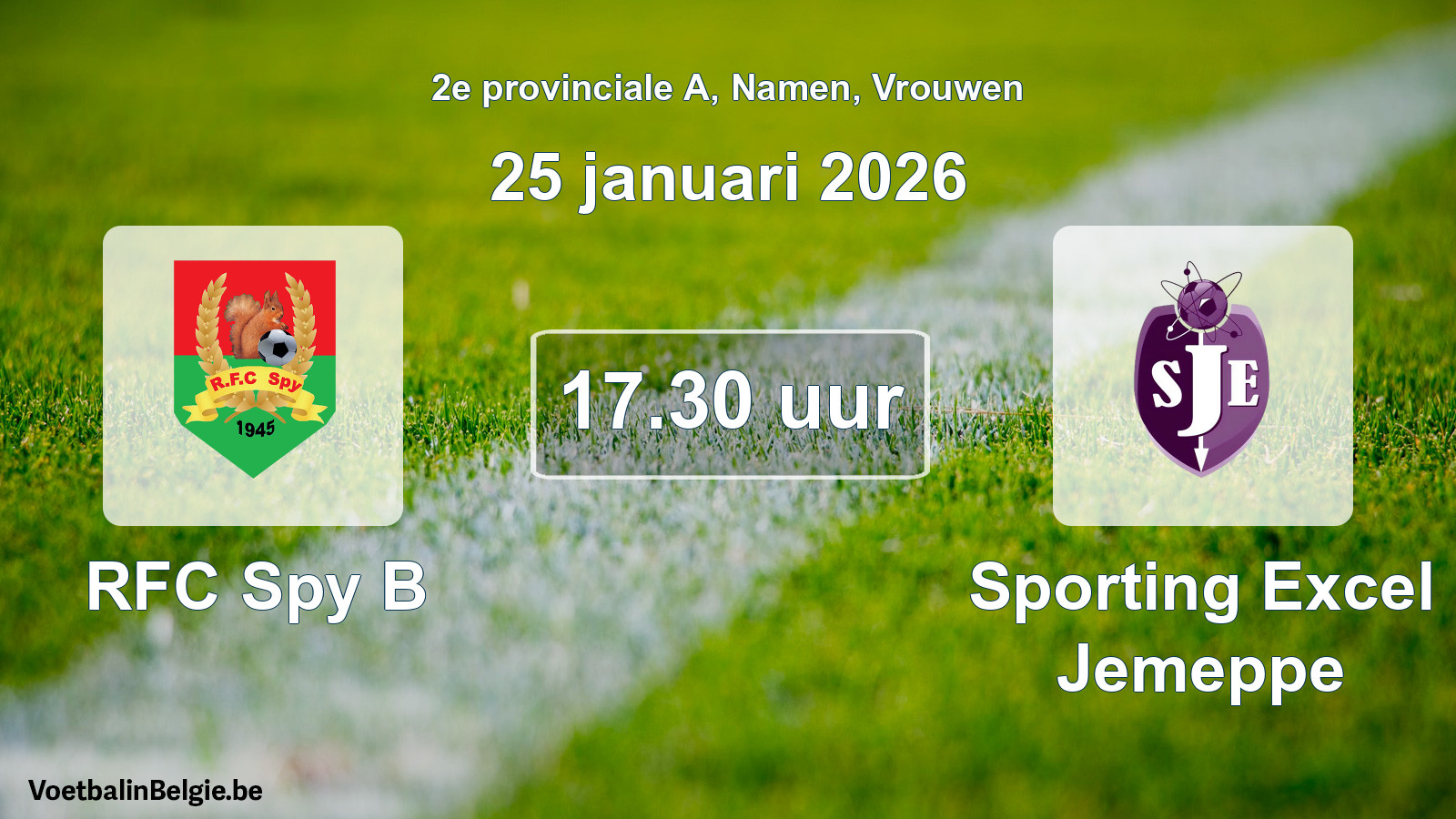 Scheduled match women football: RFC Spy B - Sporting Excel Jemeppe (25 January 2026)