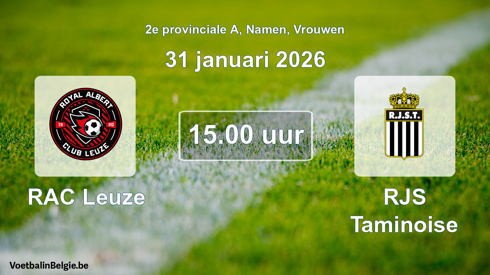 Match prévu football femmes: RAC Leuze - RJS Taminoise (31 janvier 2026)