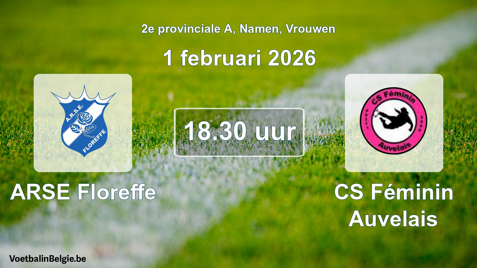 Scheduled match women football: ARSE Floreffe - CS Féminin Auvelais (1 February 2026)