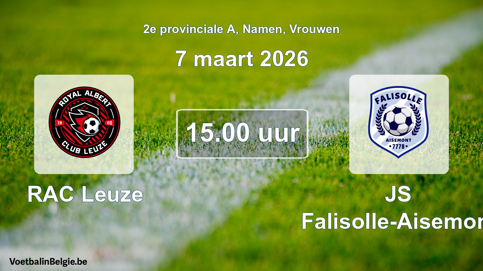 Scheduled match women football: RAC Leuze - JS Falisolle-Aisemont (7 March 2026)