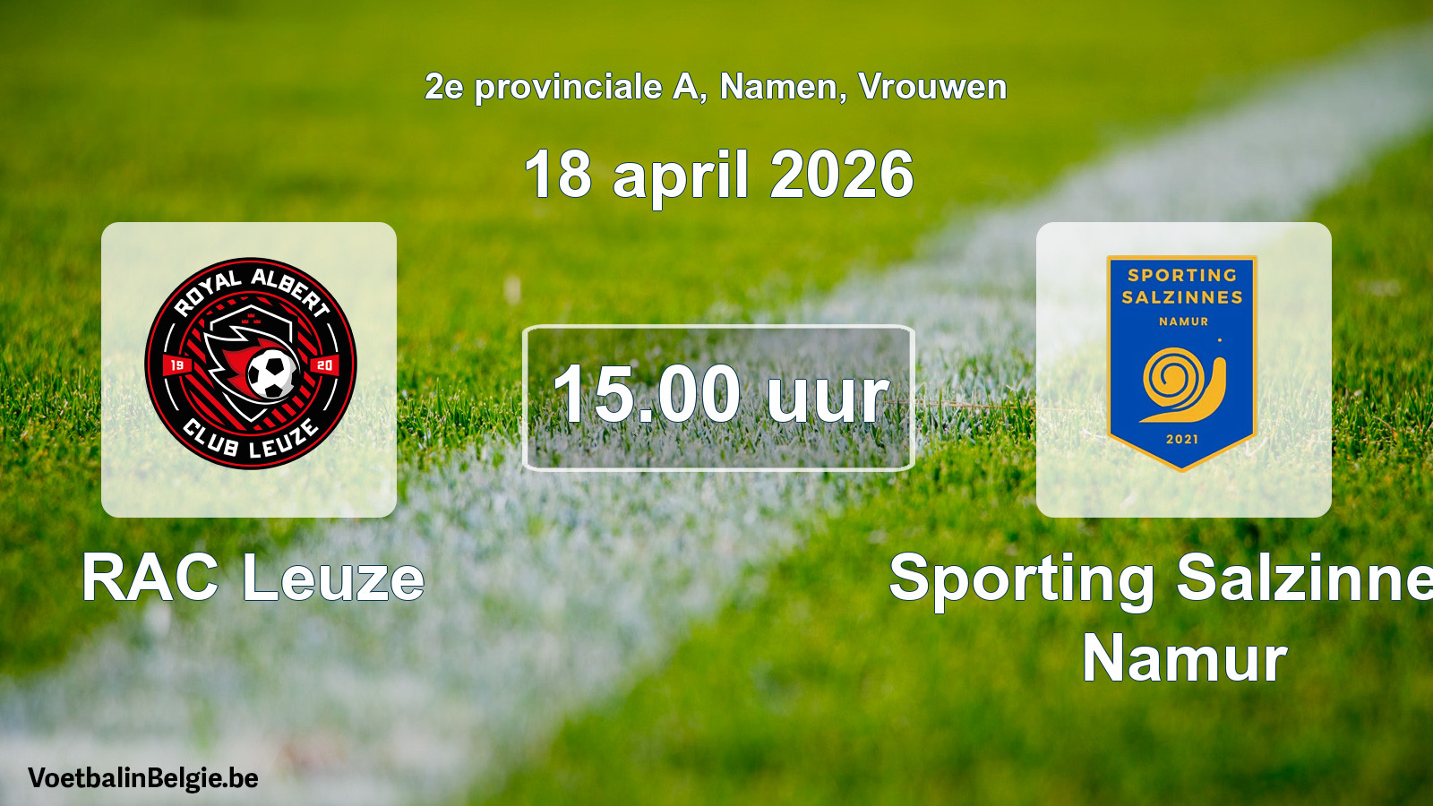 Geplande wedstrijd vrouwenvoetbal: RAC Leuze - Sporting Salzinnes Namur (18 april 2026)