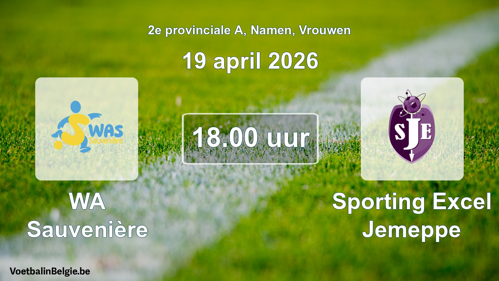 Scheduled match women football: WA Sauvenière - Sporting Excel Jemeppe (19 April 2026)