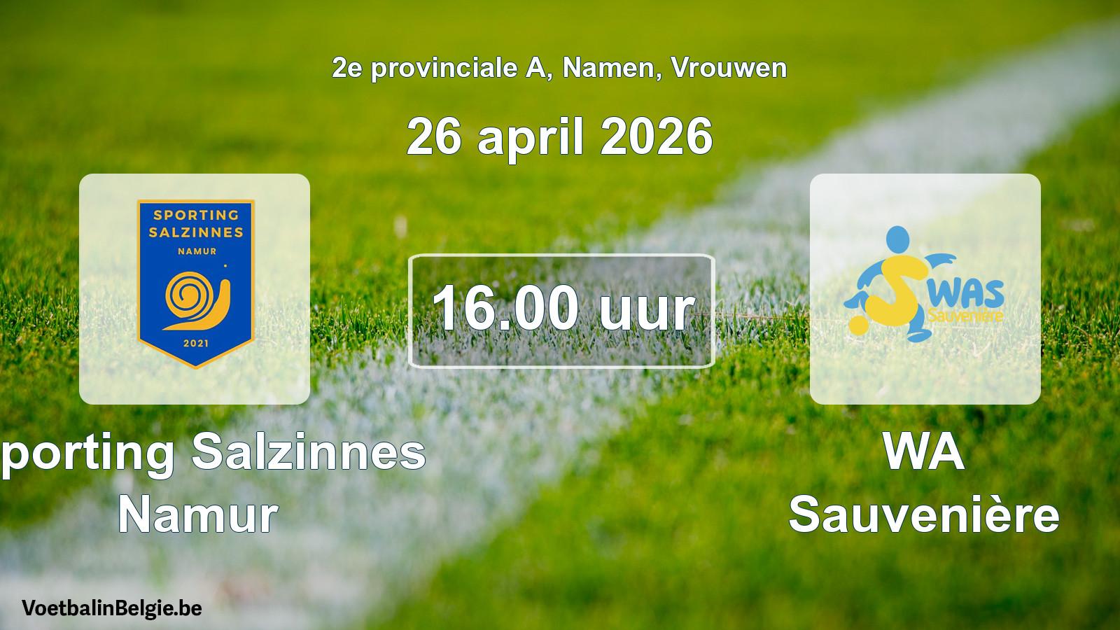 Scheduled match women football: Sporting Salzinnes Namur - WA Sauvenière (26 April 2026)