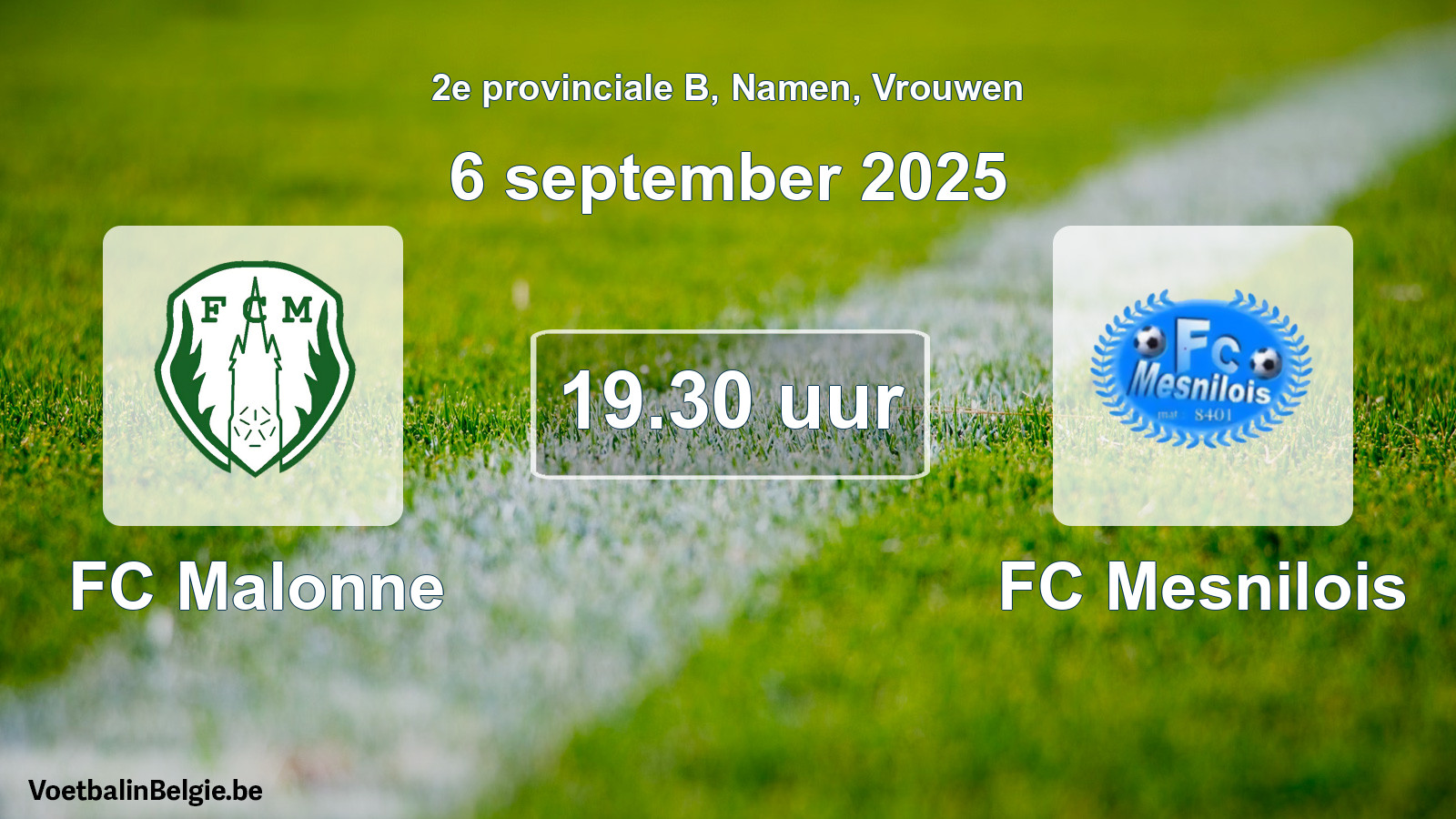 Geplande wedstrijd vrouwenvoetbal: FC Malonne - FC Mesnilois (6 september 2025)