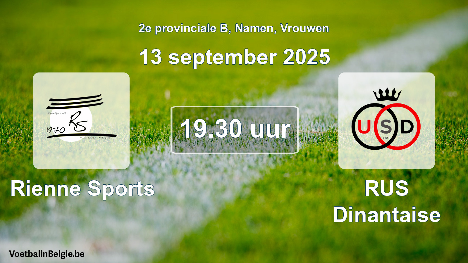 Match prévu football femmes: Rienne Sports - RUS Dinantaise (13 septembre 2025)