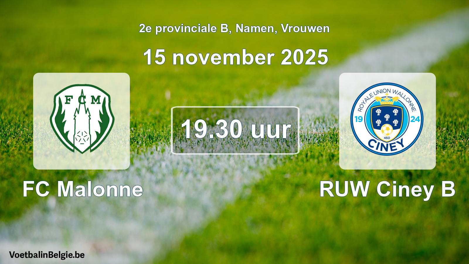Geplande wedstrijd vrouwenvoetbal: FC Malonne - RUW Ciney B (15 november 2025)