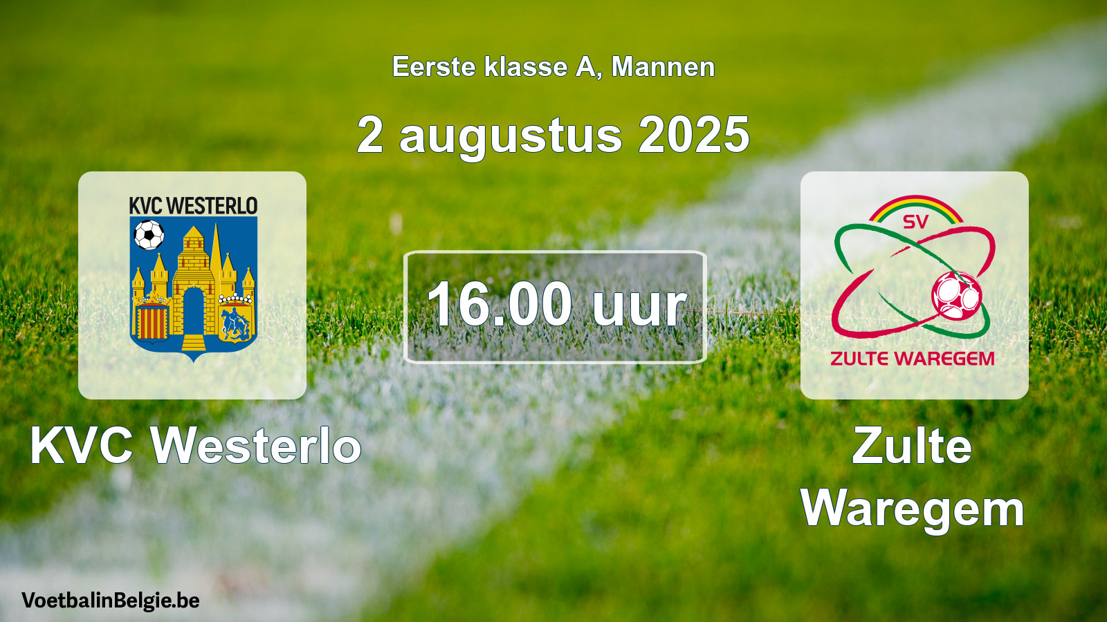 Match prévu football hommes: KVC Westerlo - Zulte Waregem (2 août 2025)