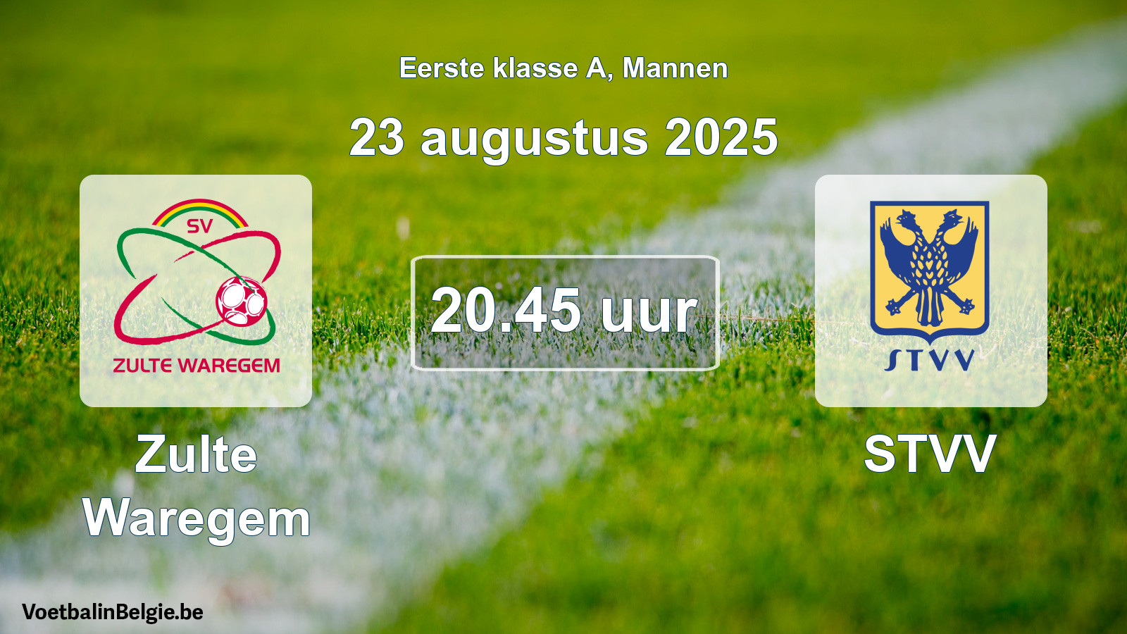 Match prévu football hommes: Zulte Waregem - STVV (23 août 2025)