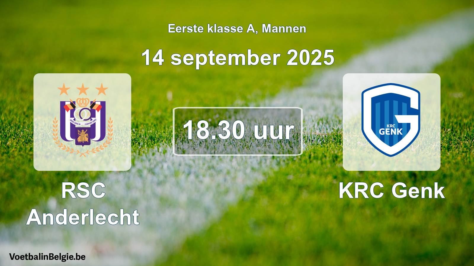 Match prévu football hommes: RSC Anderlecht - KRC Genk (14 septembre 2025)