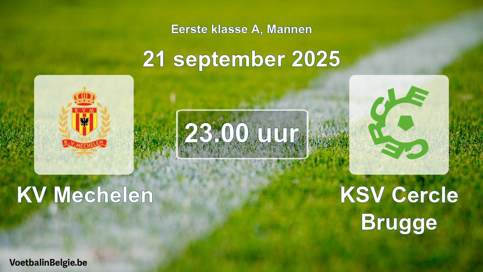 Match prévu football hommes: KV Mechelen - KSV Cercle Brugge (21 septembre 2025)