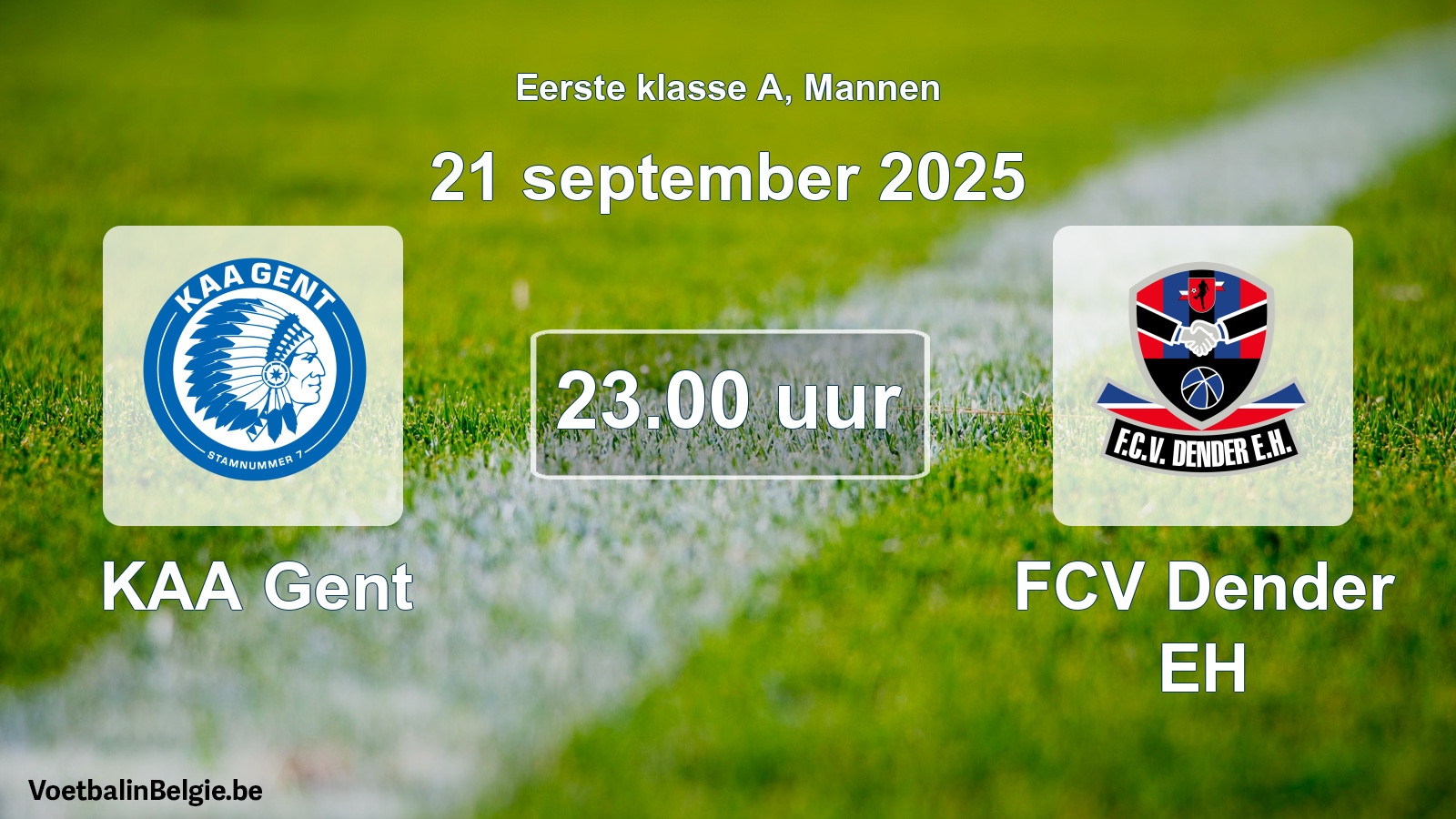 Match prévu football hommes: KAA Gent - FCV Dender EH (21 septembre 2025)