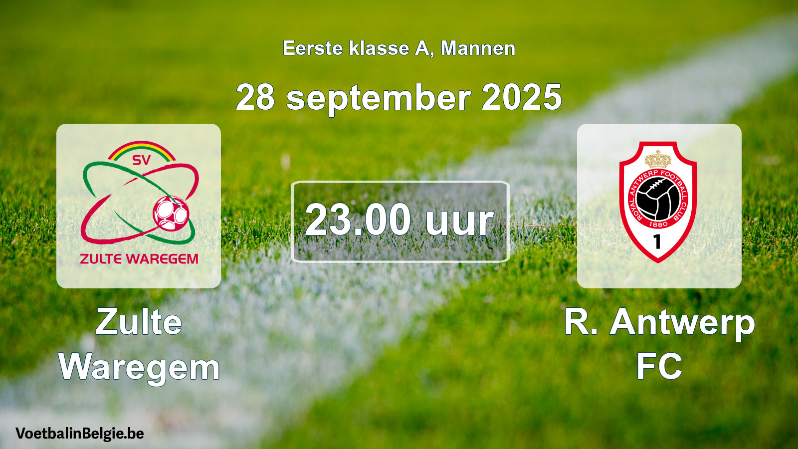 Match prévu football hommes: Zulte Waregem - R. Antwerp FC (28 septembre 2025)