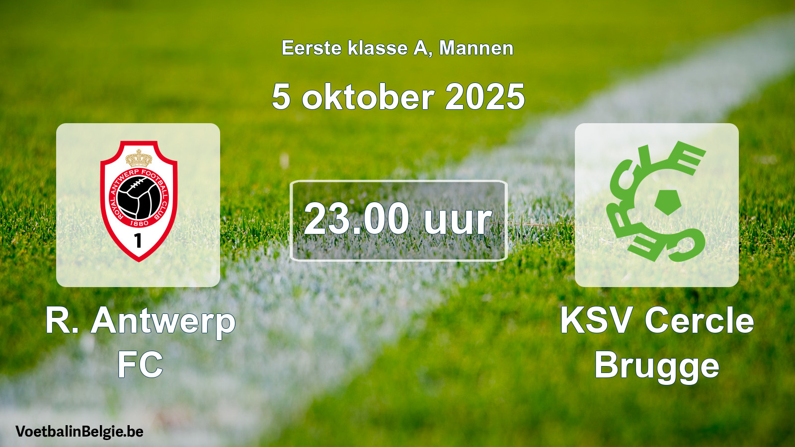 Match prévu football hommes: R. Antwerp FC - KSV Cercle Brugge (5 octobre 2025)