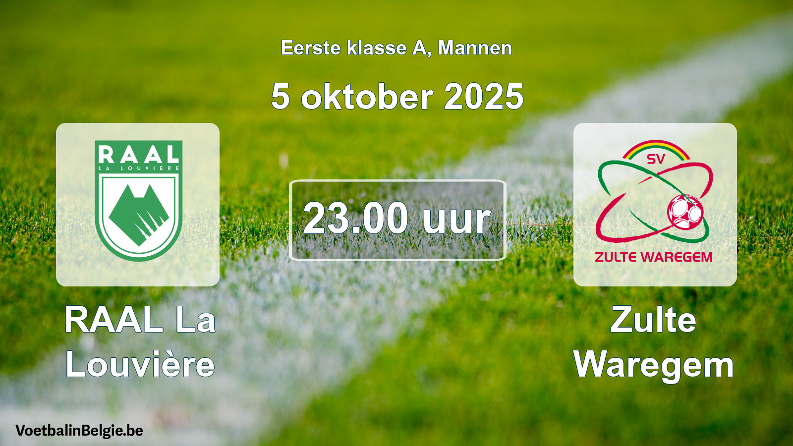Scheduled match men football: RAAL La Louvière - Zulte Waregem (5 October 2025)