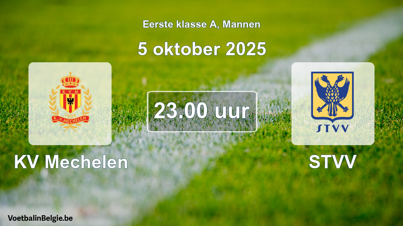 Match prévu football hommes: KV Mechelen - STVV (5 octobre 2025)