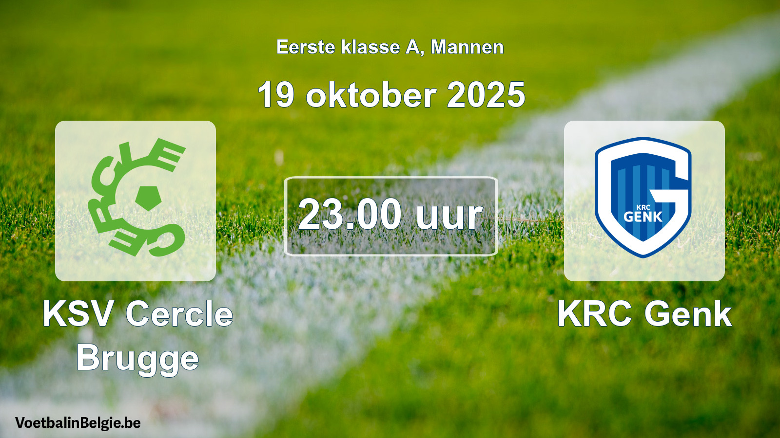 Match prévu football hommes: KSV Cercle Brugge - KRC Genk (19 octobre 2025)