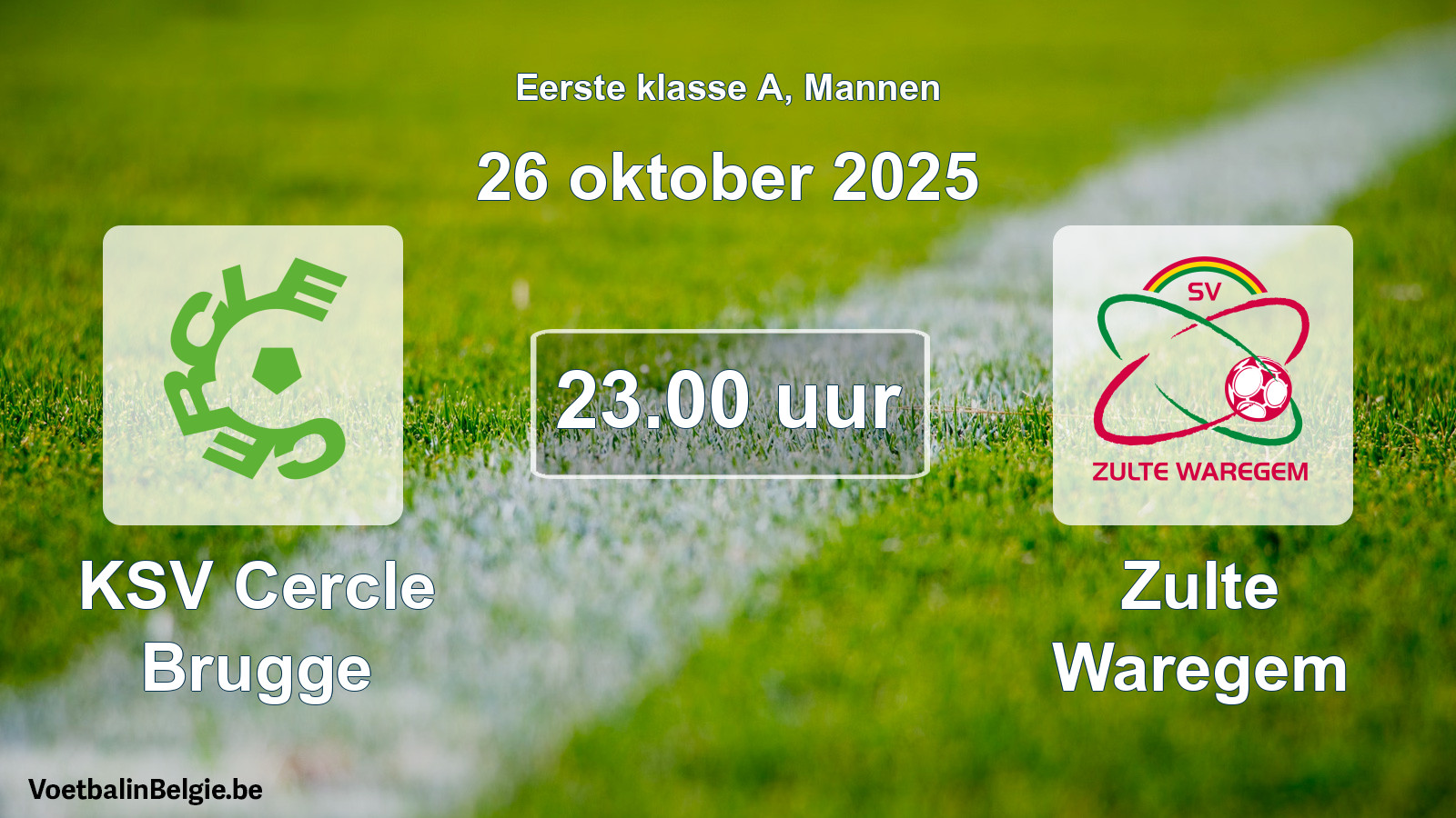 Match prévu football hommes: KSV Cercle Brugge - Zulte Waregem (26 octobre 2025)
