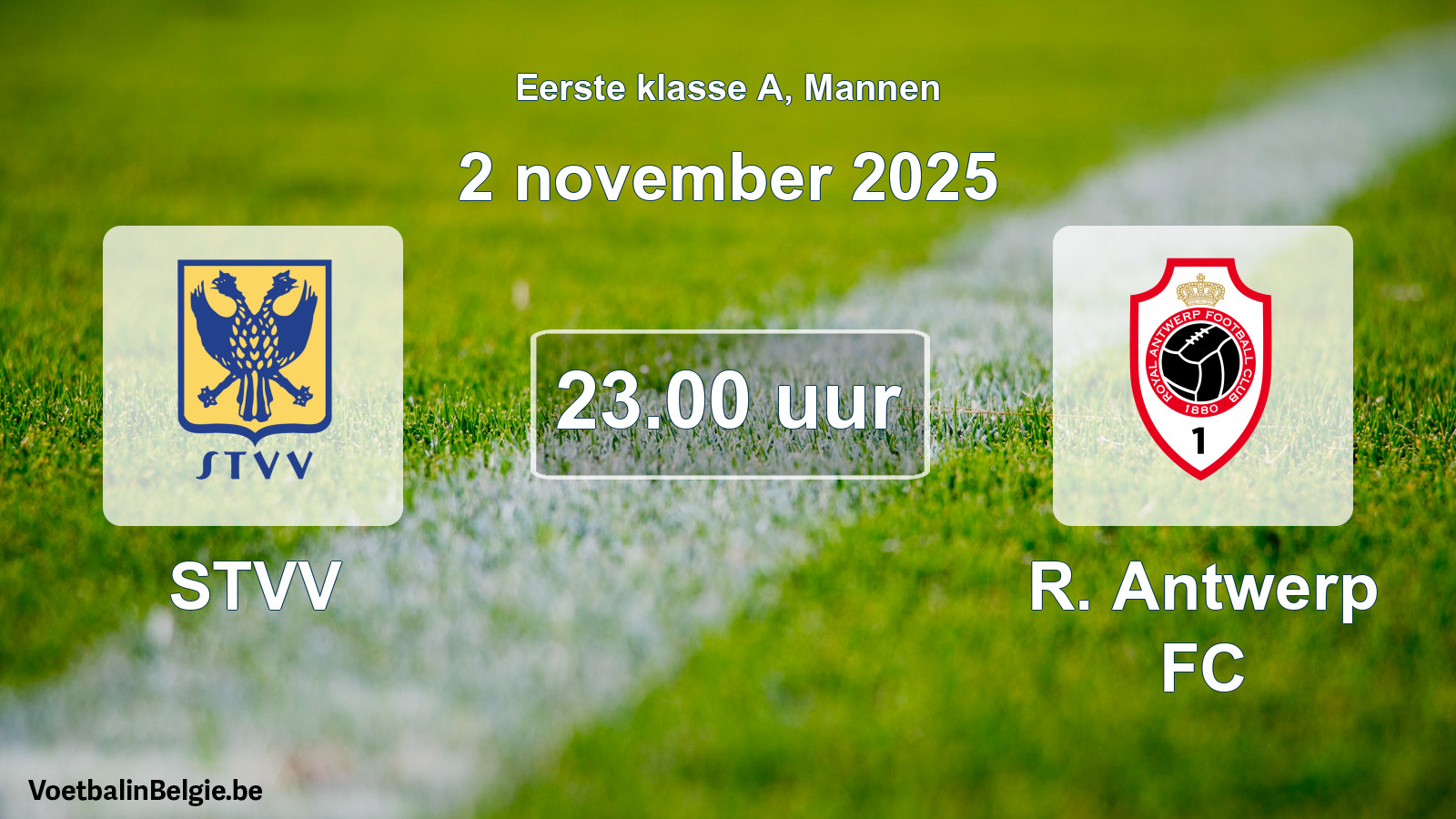 Match prévu football hommes: STVV - R. Antwerp FC (2 novembre 2025)