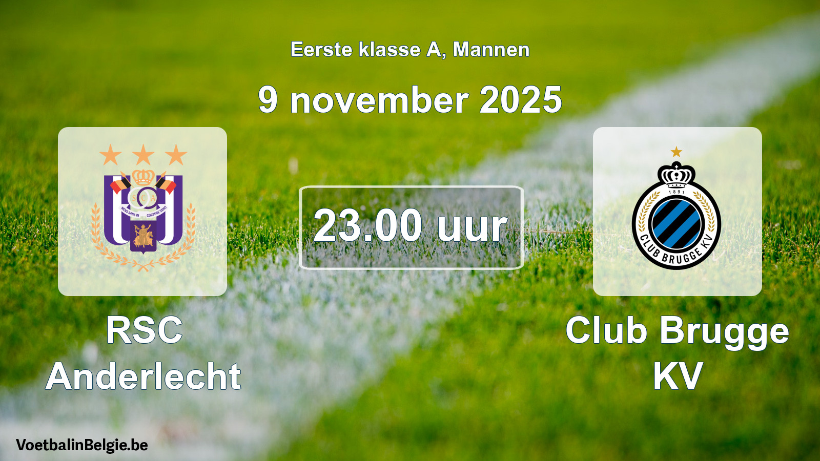 Match prévu football hommes: RSC Anderlecht - Club Brugge KV (9 novembre 2025)