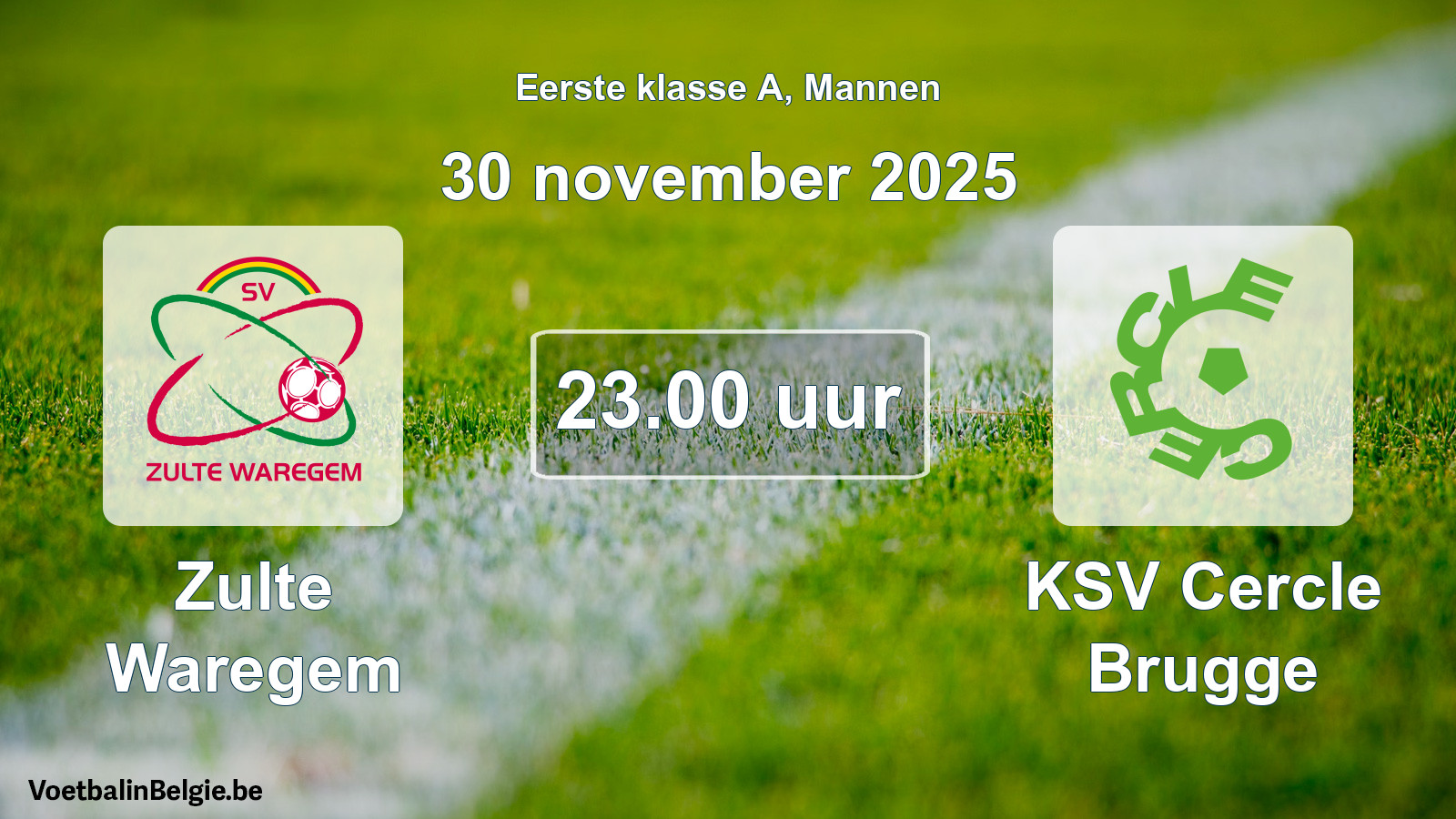 Match prévu football hommes: Zulte Waregem - KSV Cercle Brugge (30 novembre 2025)
