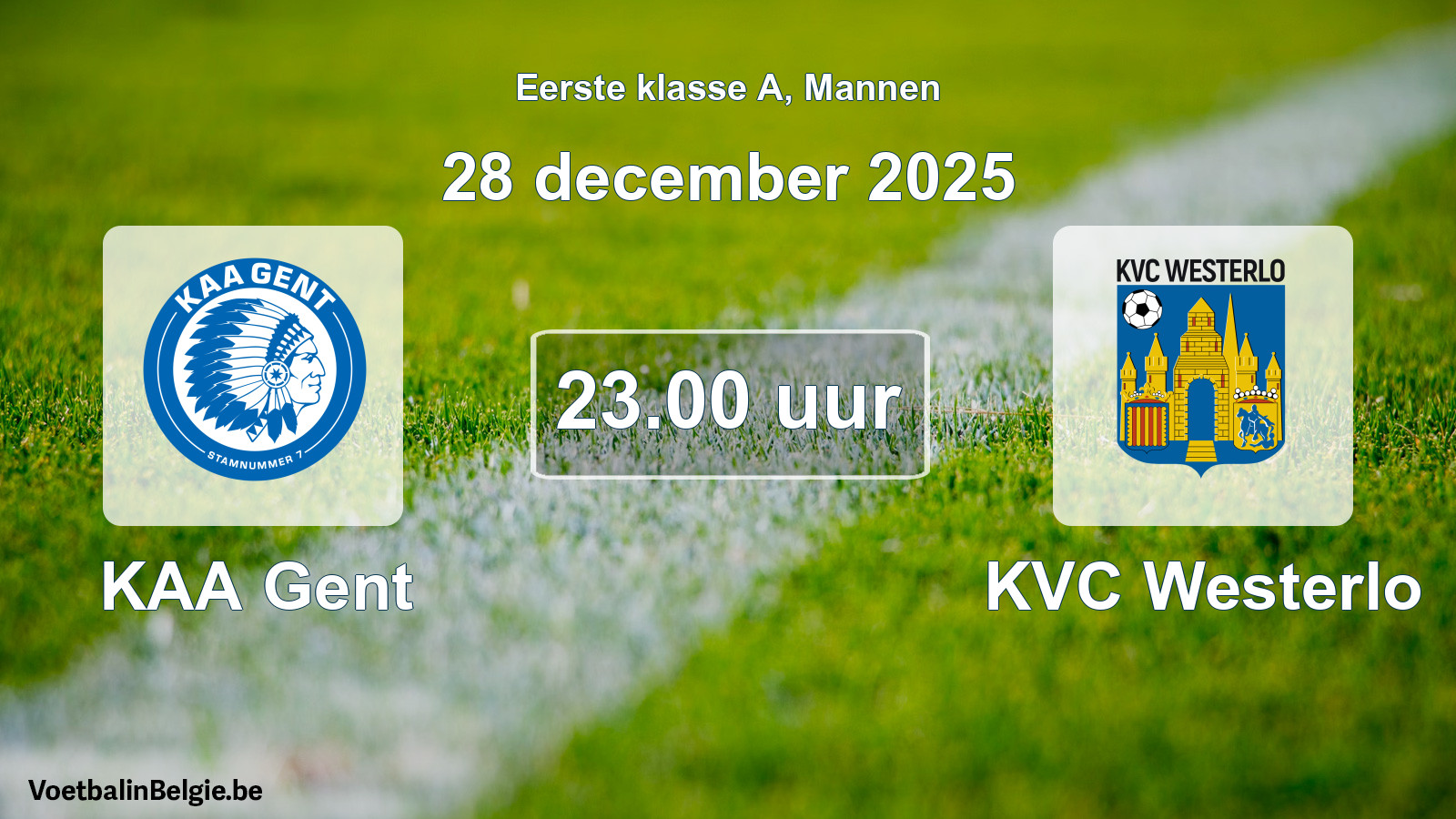 Geplantes Spiel männer-Fußball: KAA Gent - KVC Westerlo (28 Dezember 2025)