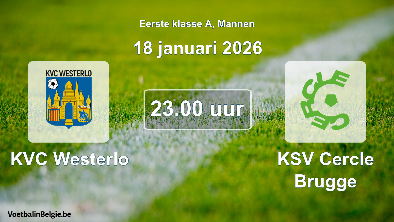 Match prévu football hommes: KVC Westerlo - KSV Cercle Brugge (18 janvier 2026)