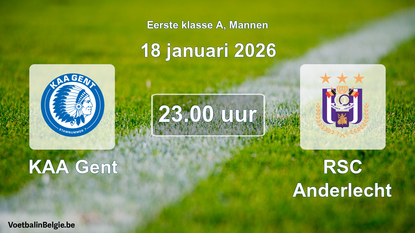 Geplantes Spiel männer-Fußball: KAA Gent - RSC Anderlecht (18 Januar 2026)