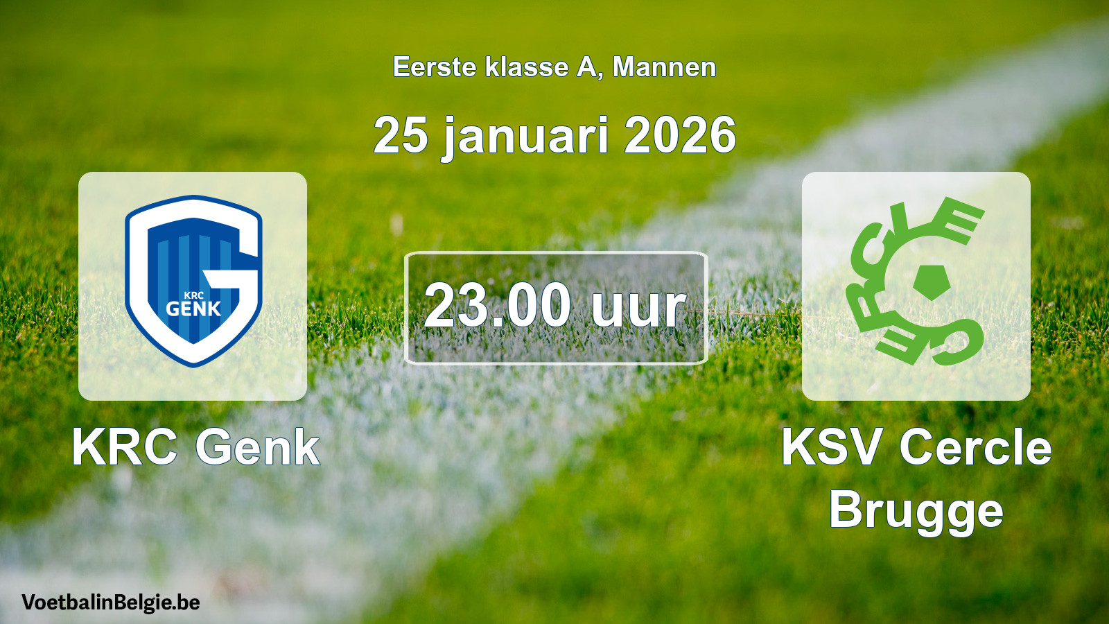 Match prévu football hommes: KRC Genk - KSV Cercle Brugge (25 janvier 2026)