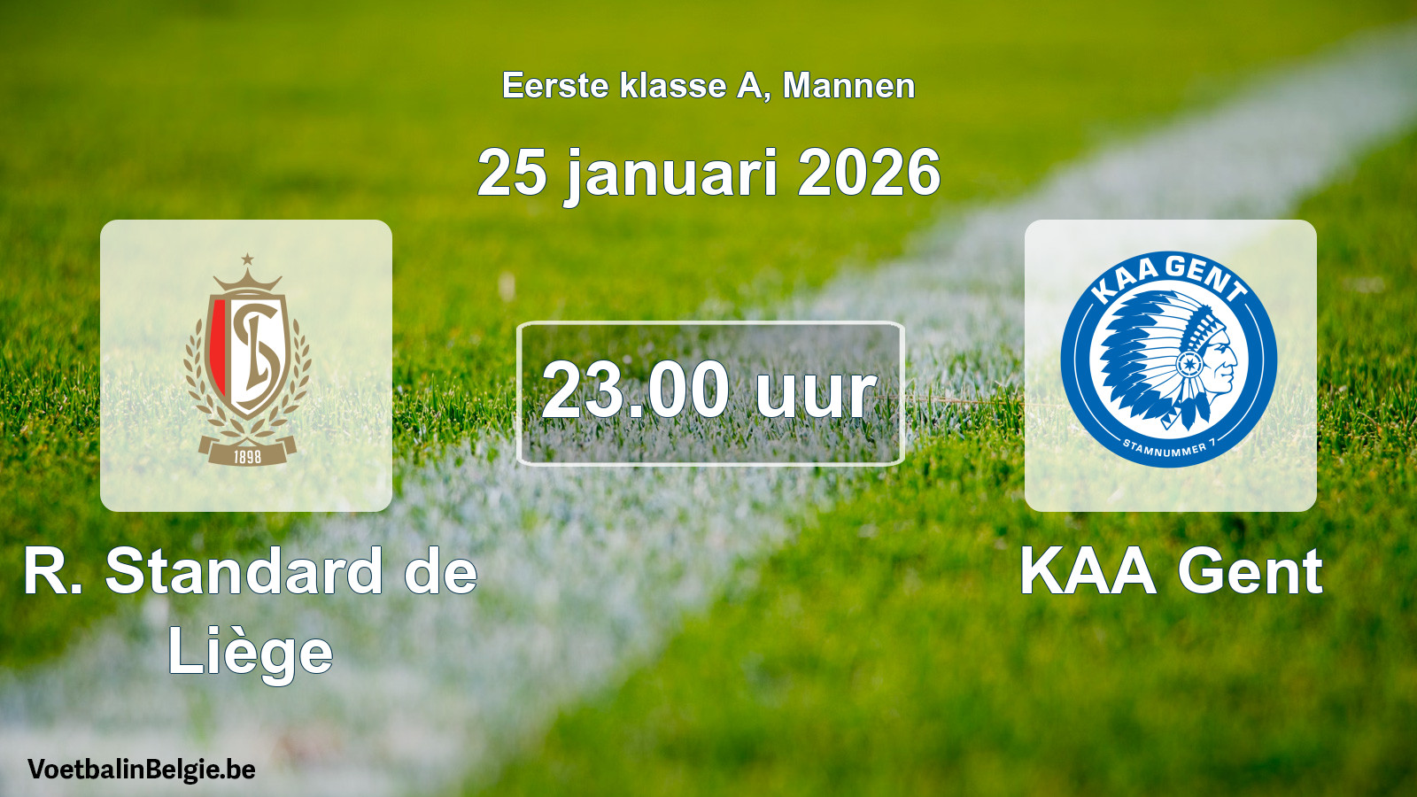Match prévu football hommes: R. Standard de Liège - KAA Gent (25 janvier 2026)