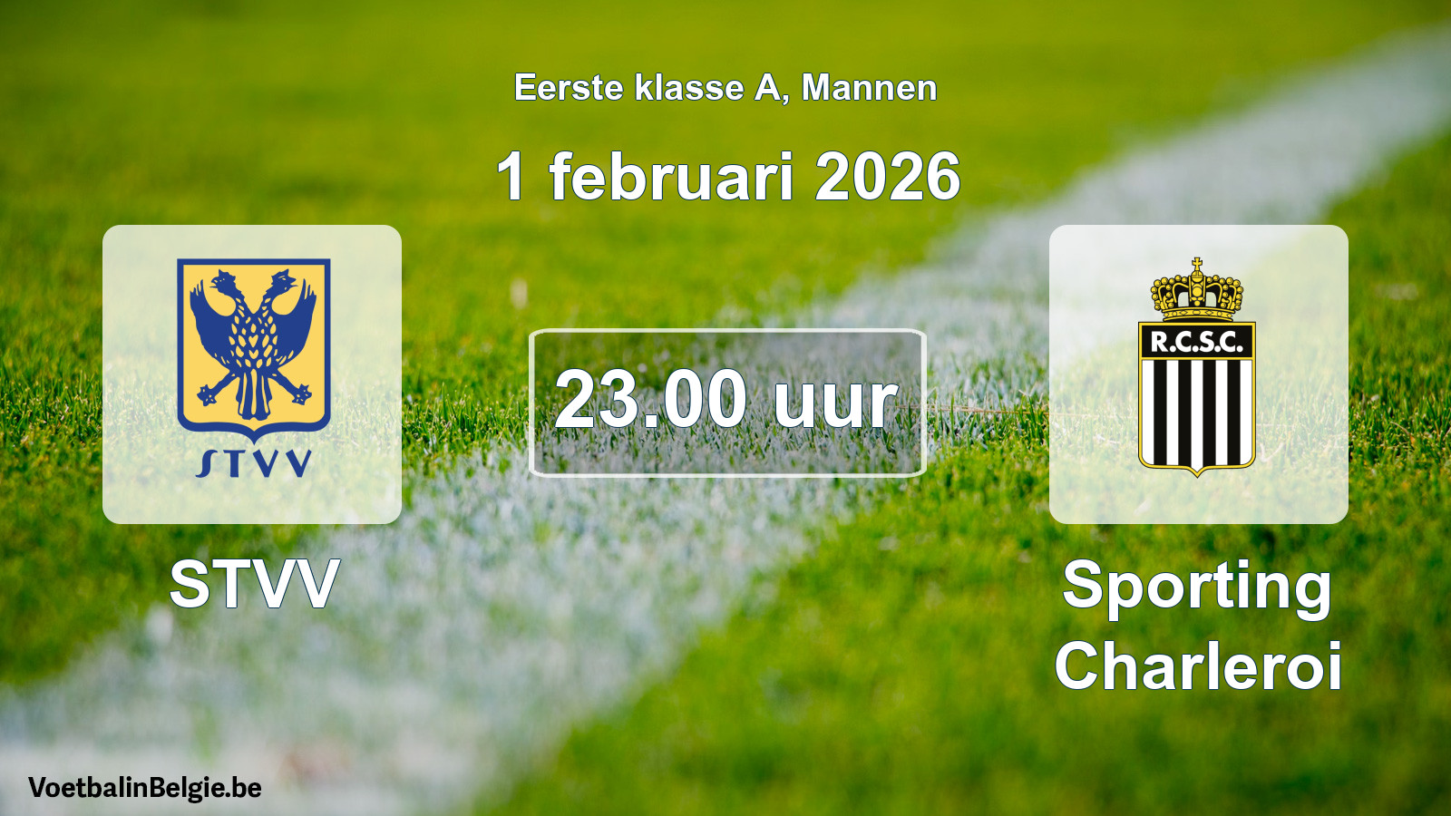 Match prévu football hommes: STVV - Sporting Charleroi (1 février 2026)