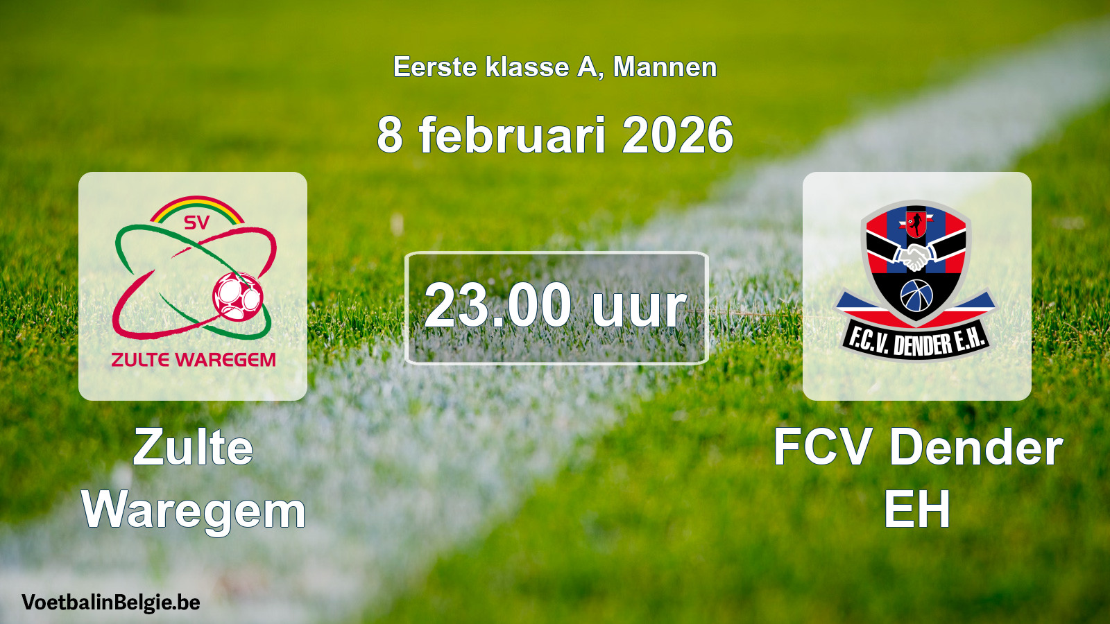 Match prévu football hommes: Zulte Waregem - FCV Dender EH (8 février 2026)