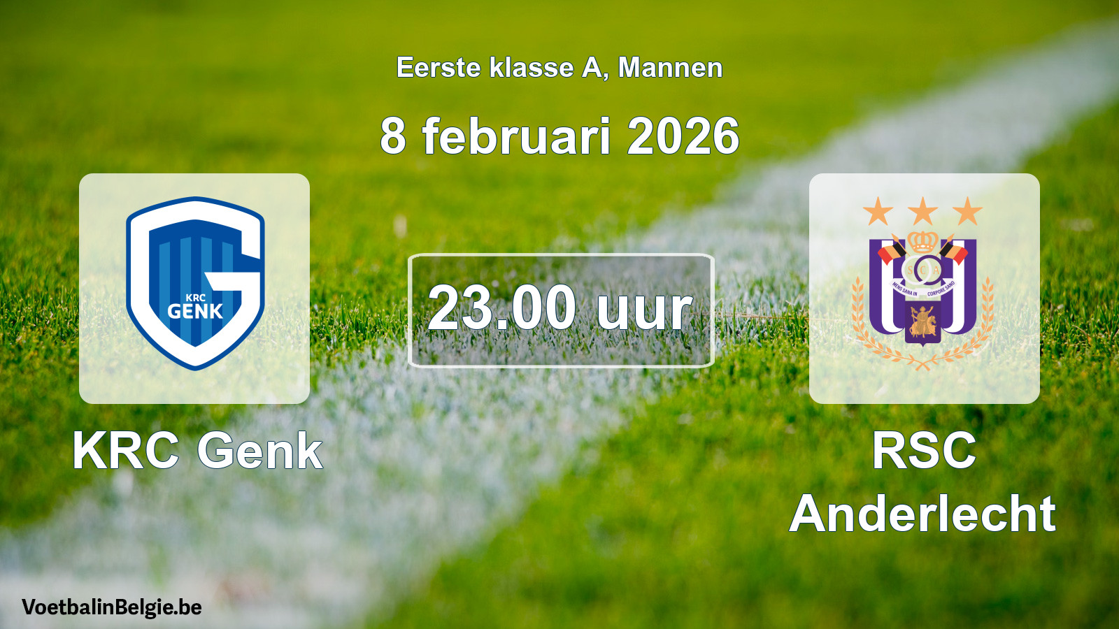 Match prévu football hommes: KRC Genk - RSC Anderlecht (8 février 2026)
