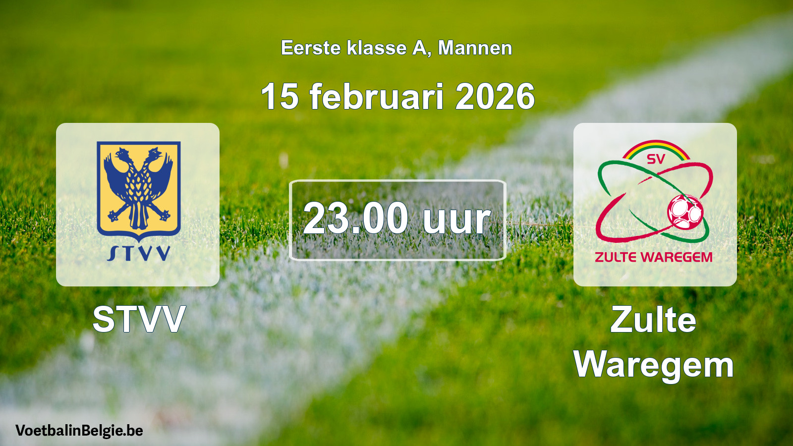 Match prévu football hommes: STVV - Zulte Waregem (15 février 2026)
