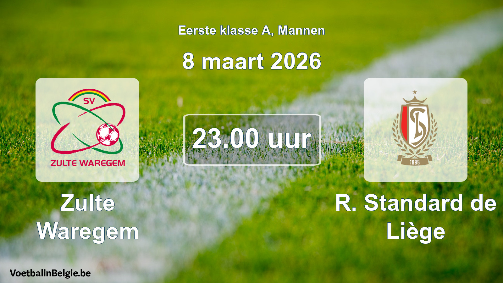 Match prévu football hommes: Zulte Waregem - R. Standard de Liège (8 mars 2026)
