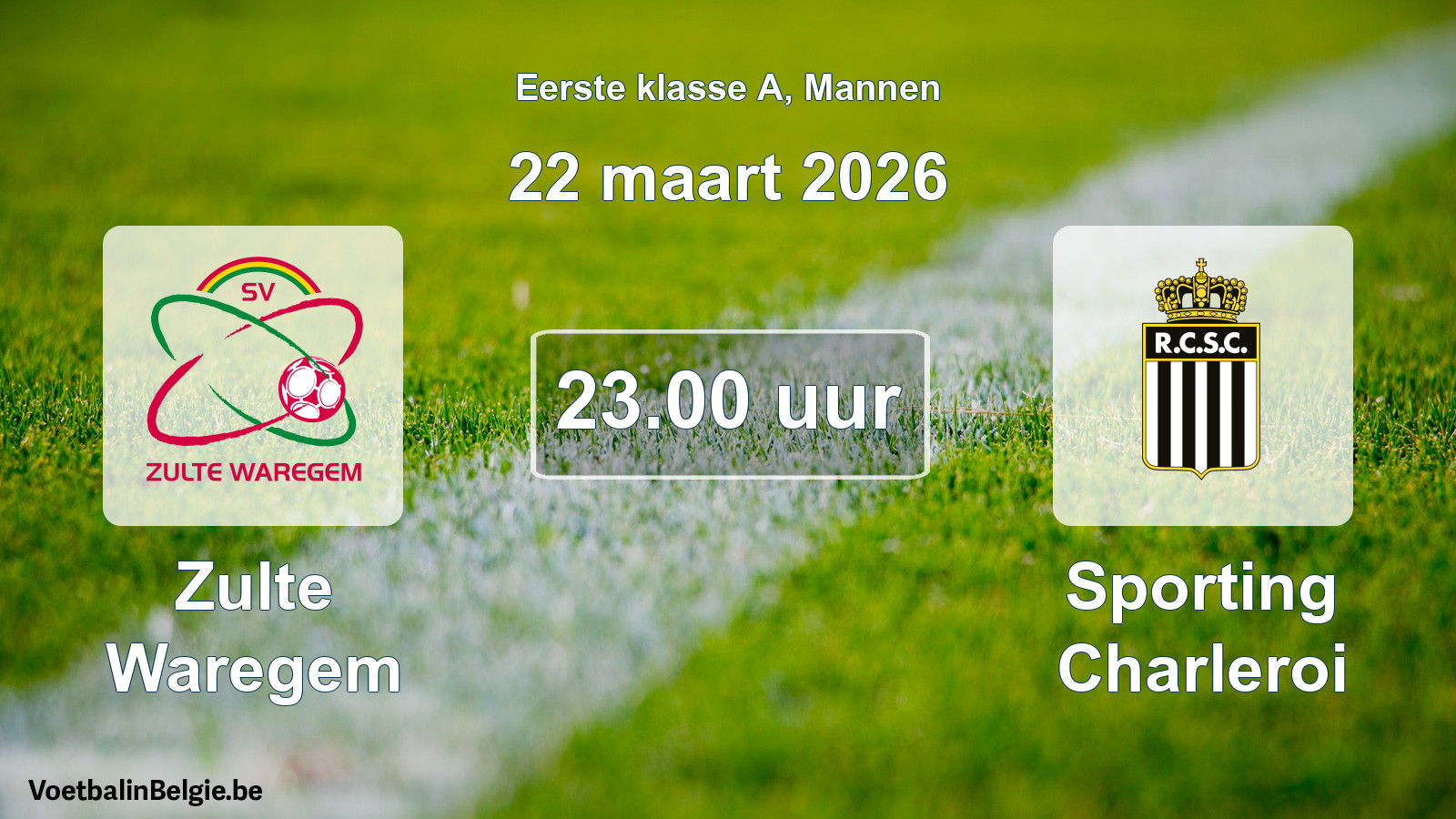 Geplantes Spiel männer-Fußball: Zulte Waregem - Sporting Charleroi (22 März 2026)