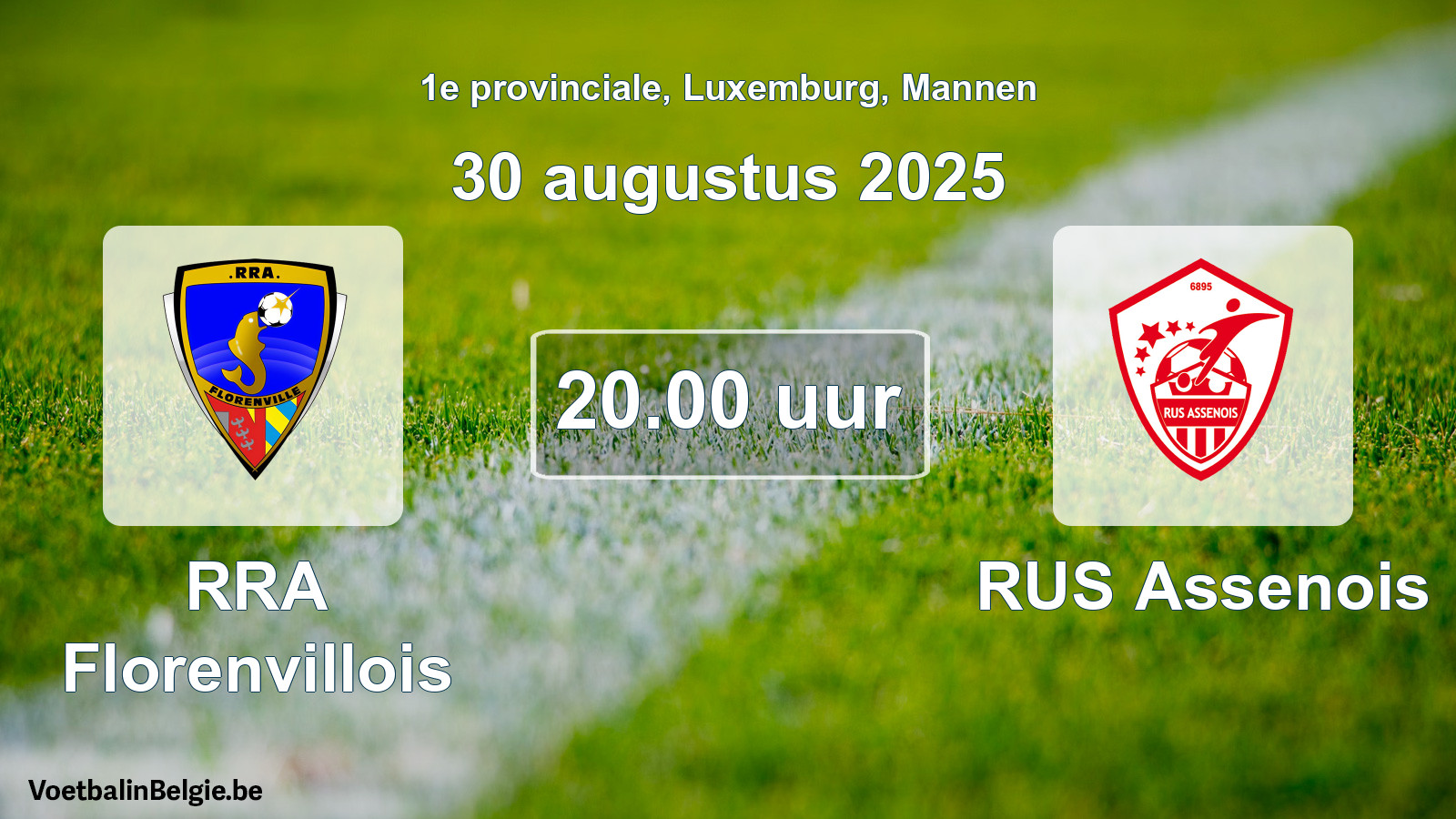 Geplande wedstrijd mannenvoetbal: RRA Florenvillois - RUS Assenois (30 augustus 2025)