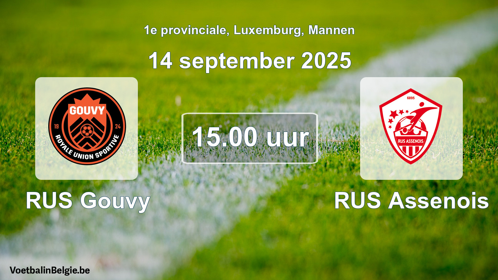 Geplande wedstrijd mannenvoetbal: RUS Gouvy - RUS Assenois (14 september 2025)
