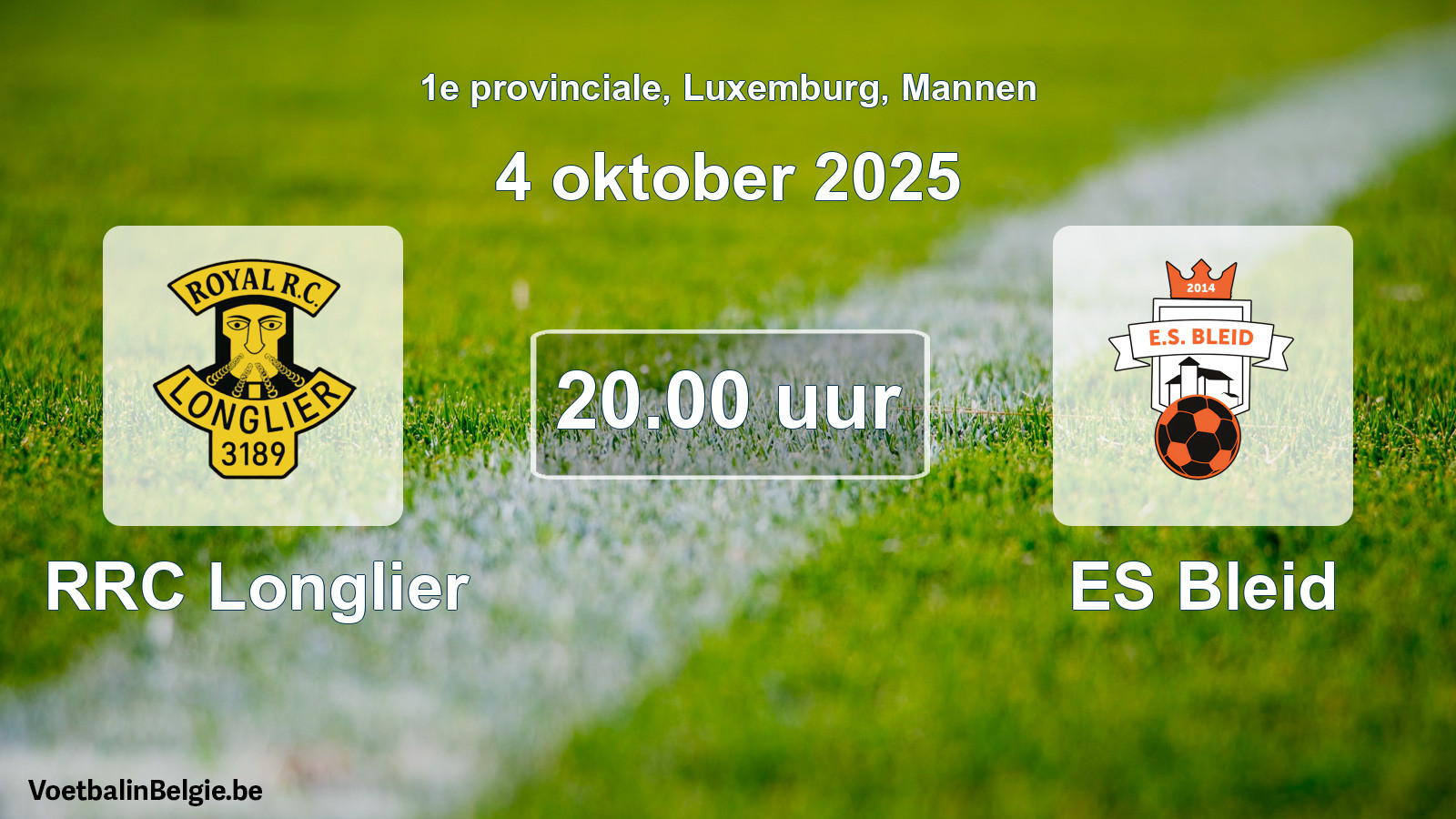 Geplande wedstrijd mannenvoetbal: RRC Longlier - ES Bleid (4 oktober 2025)