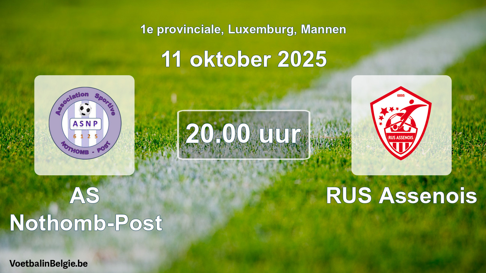 Geplande wedstrijd mannenvoetbal: AS Nothomb-Post - RUS Assenois (11 oktober 2025)